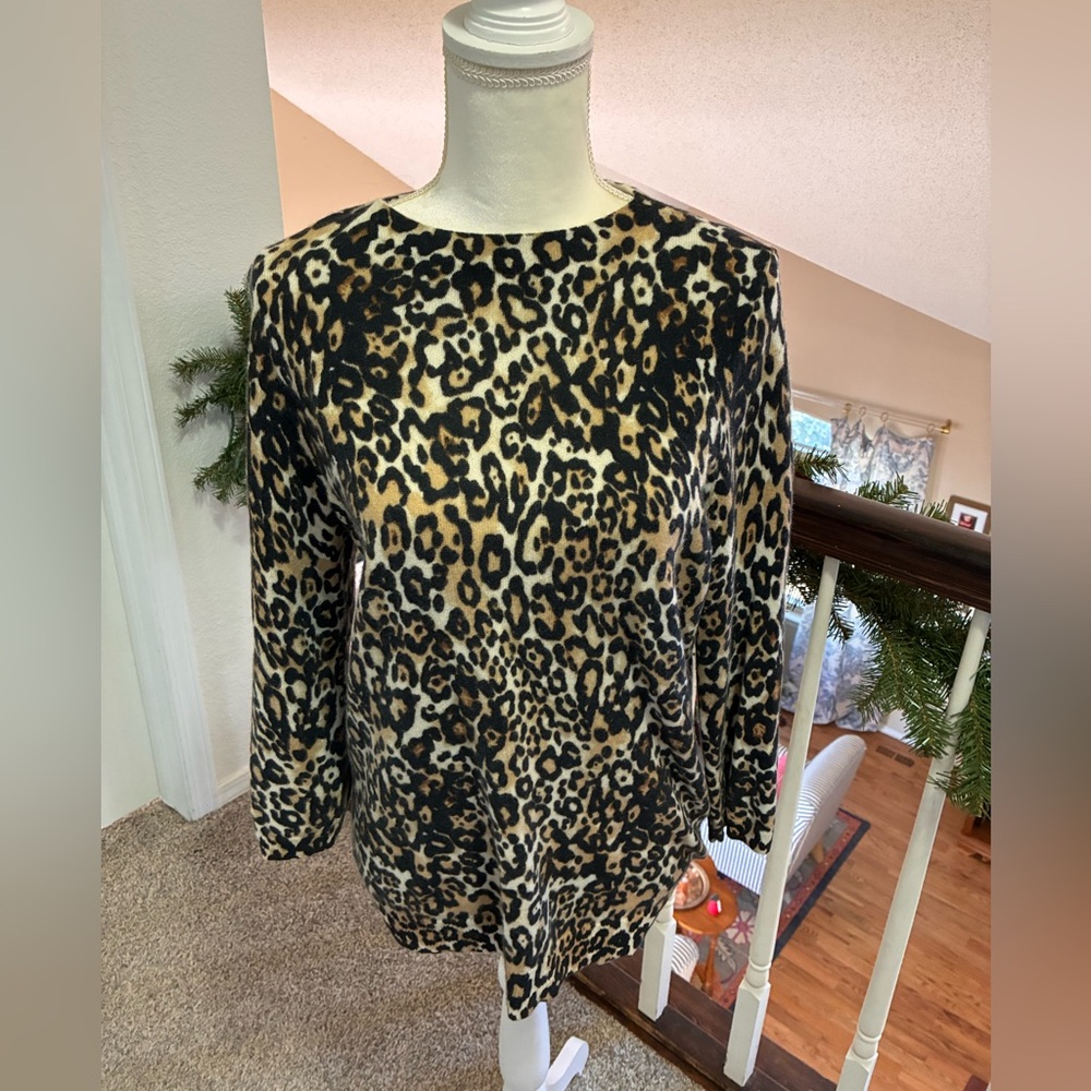Talbots Leopard Print Cashmere Sweater